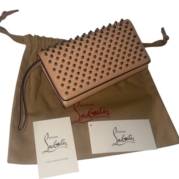 Christian Louboutin Macaron Wallet Calf Spikes Mystic Pink Gold - Picture 2 of 16